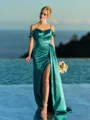 Delicate Sheath Cold Shoulder Pleated Floor-Length Bridesmaid Dress