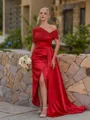 Opulent Sheath Pleated Floor-Length Satin Corset Bridesmaid Dress