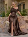 Opulent Sheath Pleated Floor-Length Satin Corset Bridesmaid Dress