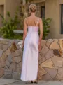 Exquisite Sheath V-Neck Pleated Ankle-Length Silk Like Satin Corset Bridesmaid Dress