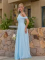 Splendid A-line One-Shoulder Pleated Floor-Length Chiffon Corset Bridesmaid Dress