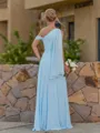 Splendid A-line One-Shoulder Pleated Floor-Length Chiffon Corset Bridesmaid Dress