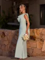Breathtaking Sheath Cowl Floor-Length Stretch Crepe Bridesmaid Dress