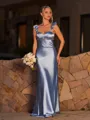 Gorgeous Sheath Straps Pleated Floor-Length Silk Like Satin Bridesmaid Dress