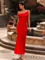 Glamorous Sheath One-Shoulder Pleated Floor-Length Jersey Wedding Guest Dress