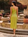 Stunning Sheath One-Shoulder Tea-Length Wedding Guest Dress