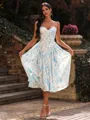 Gorgeous A-line Spaghetti Straps Tea-Length Wedding Guest Dress