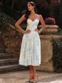 Gorgeous A-line Spaghetti Straps Tea-Length Wedding Guest Dress