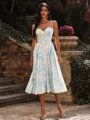 Gorgeous A-line Spaghetti Straps Tea-Length Wedding Guest Dress