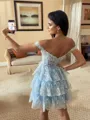 Glamorous Ball-Gown Off-the-Shoulder Appliques Lace Short/Mini Tulle Corset Dress