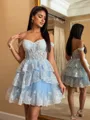 Glamorous Ball-Gown Off-the-Shoulder Appliques Lace Short/Mini Tulle Corset Dress