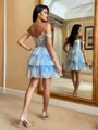 Glamorous Ball-Gown Off-the-Shoulder Appliques Lace Short/Mini Tulle Corset Dress