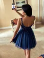 Perfect A-line V-Neck Appliques Lace Short/Mini Tulle Dress