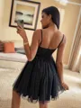 Fashion-forward A-line Spaghetti Straps Appliques Lace Short/Mini Tulle Corset Dress