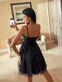 Fashion-forward A-line Spaghetti Straps Appliques Lace Short/Mini Tulle Corset Dress