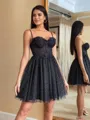 Fashion-forward A-line Spaghetti Straps Appliques Lace Short/Mini Tulle Corset Dress