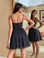 Fashion-forward A-line Spaghetti Straps Appliques Lace Short/Mini Tulle Corset Dress