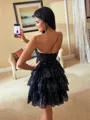 Delicate Ball-Gown One-Shoulder Appliques Lace Short/Mini Tulle Corset Dress
