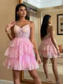 Elegant Ball-Gown V-Neck Appliques Lace Short/Mini Tulle Corset Dress