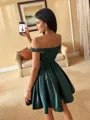 Stunning Ball-Gown Off-the-Shoulder Beading Short/Mini Satin Dress