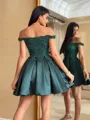 Stunning Ball-Gown Off-the-Shoulder Beading Short/Mini Satin Dress