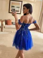 Unique Ball-Gown Off-the-Shoulder Appliques Lace Short/Mini Tulle Corset Dress