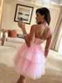 Striking Ball-Gown Sweetheart Appliques Lace Short/Mini Tulle Corset Dress