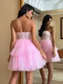 Striking Ball-Gown Sweetheart Appliques Lace Short/Mini Tulle Corset Dress