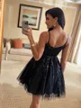 Fashion Ball-Gown V-Neck Appliques Lace Short/Mini Tulle Dress
