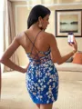 Unforgettable Sheath V-Neck Appliques Lace Short/Mini Lace Dress