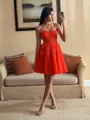 Aristocratic A-line Sweetheart Appliques Lace Short/Mini Tulle Corset Dress