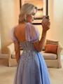 Aristocratic A-line Sweetheart Short Sleeves Corset Appliques Lace Tea-Length Lace Dress