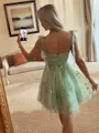 Stunning A-line Straps Flower Short/Mini Lace Dress