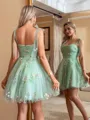 Stunning A-line Straps Flower Short/Mini Lace Dress