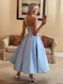 Perfect Ball-Gown One-Shoulder Flower Tea-Length Satin Dress