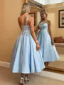 Perfect Ball-Gown One-Shoulder Flower Tea-Length Satin Dress