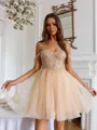 Striking A-line Off-the-Shoulder Sequin Short/Mini Organza Corset Dress