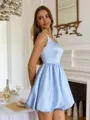 Glam A-line Square Short/Mini Satin Corset Dress