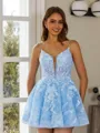 Enchanting A-line V-Neck Appliques Lace Short/Mini Lace Corset Dress