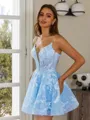 Enchanting A-line V-Neck Appliques Lace Short/Mini Lace Corset Dress