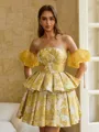 Grand Ball-Gown Straight Short Sleeves Short/Mini Corset Dress