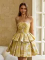 Grand Ball-Gown Straight Short Sleeves Short/Mini Corset Dress