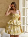 Grand Ball-Gown Straight Short Sleeves Short/Mini Corset Dress