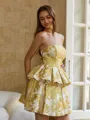 Grand Ball-Gown Straight Short Sleeves Short/Mini Corset Dress