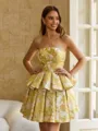 Grand Ball-Gown Straight Short Sleeves Short/Mini Corset Dress