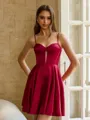 Hot A-line Spaghetti Straps Short/Mini Silk Like Satin Corset Dress