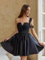 Opulent Ball-Gown One-Shoulder Pleated Short/Mini Satin Corset Dress