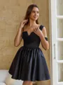 Opulent Ball-Gown One-Shoulder Pleated Short/Mini Satin Corset Dress