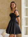 Opulent Ball-Gown One-Shoulder Pleated Short/Mini Satin Corset Dress