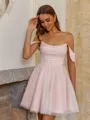 Stunning A-line Off-the-Shoulder Pleated Short/Mini Corset Dress
